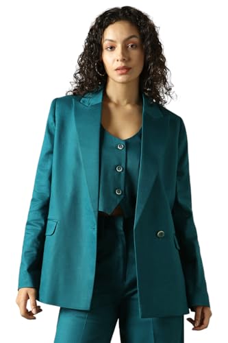 Image of High Star Women Solid Longline Length Oversized Notch Lapel Collar Full Sleeve Blazer
