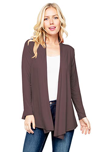 Image of Women's Drape Front Open Cardigan Long Sleeve (S-2X, Made in USA)