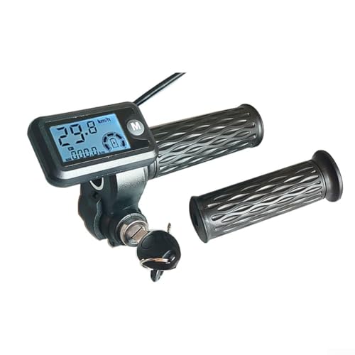 Rehoetom Soporte para acelerador de bicicleta con pantalla LCD para scooter eléctrico de 36 V, 48 V, 60 V, 72 V, 84 V, voltaje real, ABS, goma y metal, cable de 0.7 m (plateado)