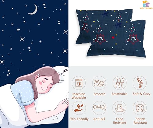 Image of RD TREND Glace Cotton Assorted Pillow Cover Set of 2 (4 Pcs) - Premium 210 TC, Standard Size 18 inchx28 inch | Soft & Breathable Floral Printed Design for Bedroom |Bluestar&Tea