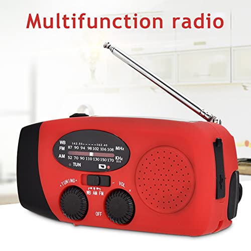 RGW Zonne-radio,Hand Crank Radio,Multifunctionele Hand Crank Solar Dynamo Aangedreven Am/Fm/Noaa Weer Radio Emergency Led Zaklamp Lamp Power Bank Voor Mobiele Telefoon Rood - Image 6
