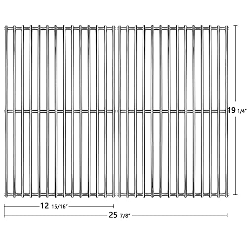 Hongso 19 1/4 Inch Sus 304 Stainless Steel Solid Rod Cooking Grates Replacement Parts For Jenn-Air 720-0336, Nexgrill 720-0163, 720-0433, Brinkmann 810-8534-S, Uberhaus, Scf3S2 #TOP1