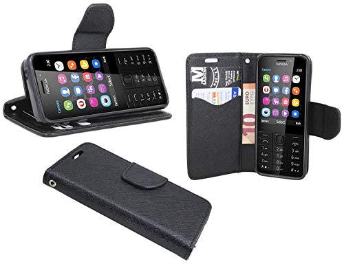 cofi1453 Elegante Buch-Tasche Hülle kompatibel mit Nokia 230 in Schwarz Leder Optik Wallet Book-Style Cover Schale Cover