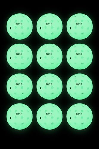 A11N Luminous Pickleballs- USA Pickleball Approved Light Up Outdoor Pickleballs, High Visibility for Nighttime, Durable and Funny Pickleball, 12 Packs