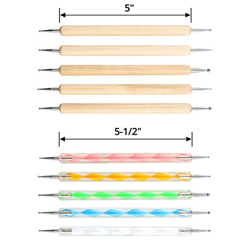 QWORK® Dotting Pen Nail Art Dotting Tools , Dotting Tools Set , Nail Design Marbleizing Werkzeug Pen , für Nagelkunst, Prägemuster, 10 Stück