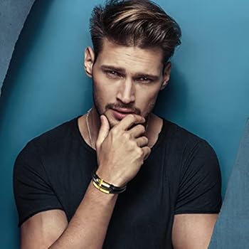 JewelryWe Leren armband voor heren, gratis gravure, gepersonaliseerde kruisbedel, meerlagige lederen wikkelarmbanden met magnetische sluiting, 8.46 inches, Leer JewelryWe Leren armband voor heren, gratis gravure, gepersonaliseerde kruisbedel, meerlagige lederen wikkelarmbanden met magnetische sluiting, 8.46 inches, Leer