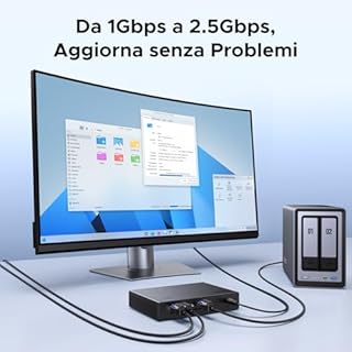 UGREEN Switch Ethernet 5 Porte 2,5G Interruttore di Rete LAN Non Gestito Custodia Plastica Supporto Duplex, Hub RJ45 per TV Portatile Router Monitor