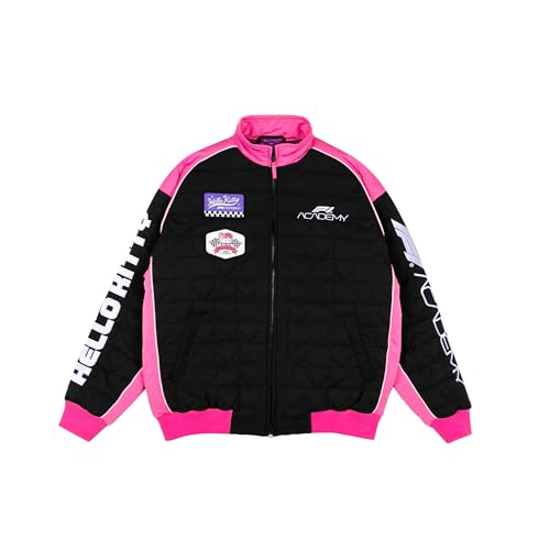 Formula 1 Las Vegas Grand Prix F1A x Hello Kitty Women's Nylon Quilted Race Jacket, Black/Pink, Medium