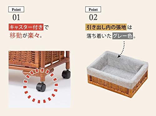 Amazon｜NEW天然籐ランドリーチェスト 5段｜チェスト・タンス