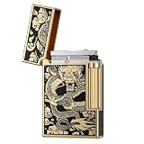 Refillable Metal Dragon Gas Lighter – Adjustable Flame Flint & Wheel Ignition, Vintage Chinese Dragon Design – Durable Soft Flame Butane Lighter Gift for Cigars, Candles