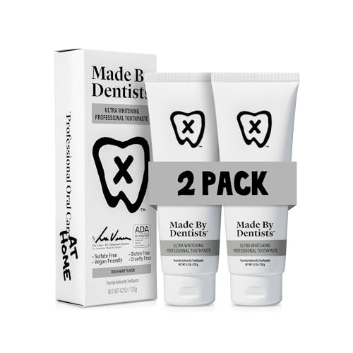 Made by Dentists Professional Ultra Whitening Toothpaste - 2 Pack - Sensitive Teeth Whitening...