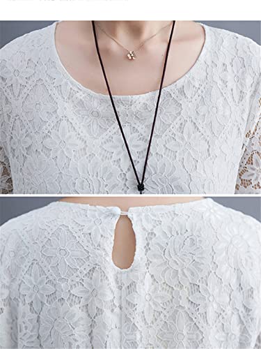 Robe d'été décontractée coréenne en dentelle fine et tissu blanc fluide M - 3