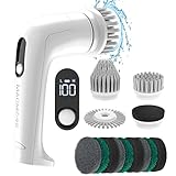 MACMORE Electric Spin Scrubber, Cordless Shower Scrubber with 4 Replaceable Cleaning Heads & 9 Scour