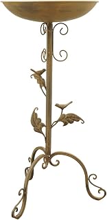 Matches21 - Bebedero para pájaros (metal, 37 x 31,5 x 70 cm), color marrón