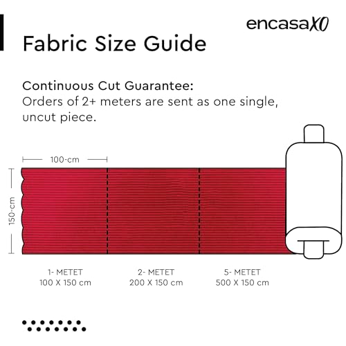 Image of Encasa XO Corduroy Fabric by the Meter, 59 inch Wide Premium 238 GSM Polyester Upholstery & Sewing Material, Soft Ribbed Red Fabric for Sofa /Cushion Covers, Trousers, Curtains & DIY Crafts