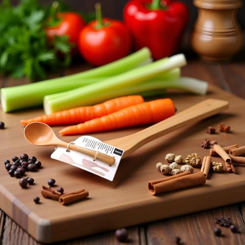 Wooden Soup Spoon for Eating, Wooden Soup Ladle Rice Scoop Long Handle Dining Spoon Tablespoon Serving for Mixing Coffee,Tea,Cooking,Bath Salt,Canisters Flour(Golden)