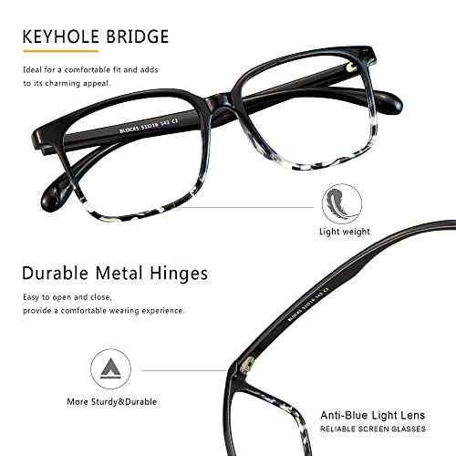 Image of Blue Light Blocking Glasses 3 Pack Square Frame Computer Gaming Reading Glasses Men Women Anti Eyestrain