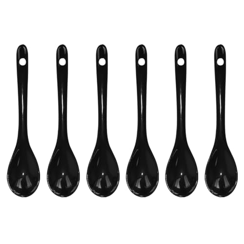Yuauy Lot de 6 cuillères à œufs en porcelaine 11,9 cm pour café, dessert, yaourt, thé, thé au lait, noir