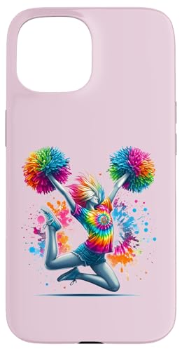 Tie Dye Cheerleader Pom Poms Cheerleading Cheer Girls Outfit Coque pour iPhone 15
