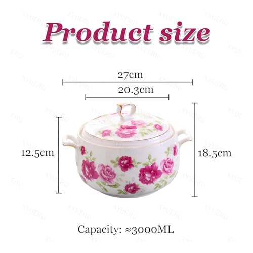 Tureen de cerámica redonda cuenco con tapa sopera decorativa cocina 3