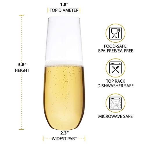 Bravario Unbreakable Glasses Bundle | 4 Wine, 4 Champagne | Shatterproof 100% Tritan Plastic | Dishwasher-Safe | Bpa-Free | Awesome For Indoor & Outdoor, Gifts & Holidays #TOP2