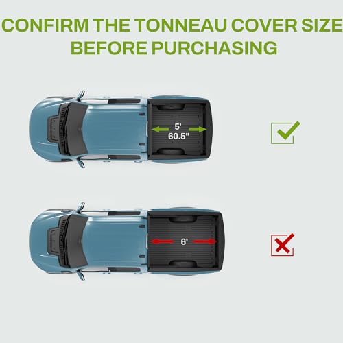 Image of AUTOSAVER88 Soft Roll Up Truck Bed Tonneau Cover Fit for Ford Ranger 2019 2020 2021 2022 2023 5ft Bed