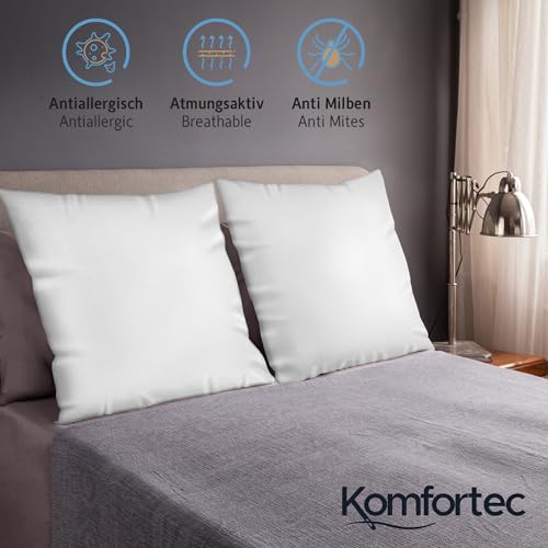 Komfortec Waterproof Cushion Cover Set of 2 With Zip, 50 x 50 cm, Breathable, Hypoallergenic Pillowcases - Image 4