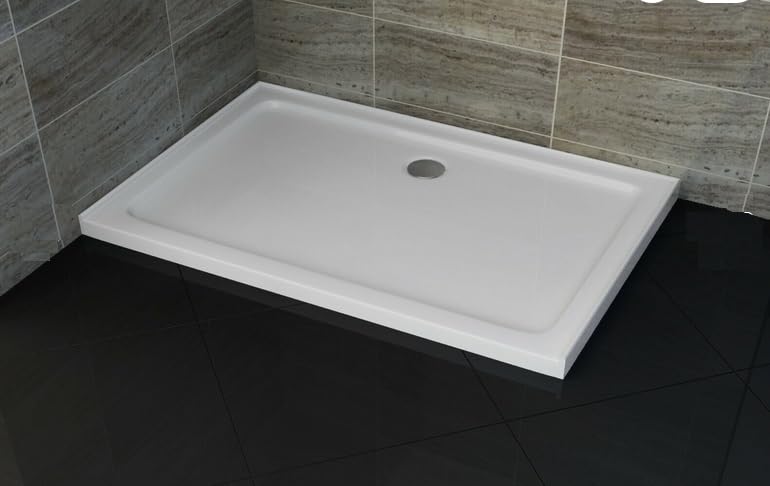 Slimline Shower Tray Stone Square Rectangle for Shower Enclosure with Waste 30mm Low Profile (1200 x 900mm)