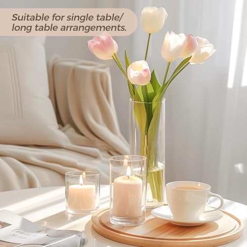 image for ComSaf Glass Cylinder Vases Pack of 12, Clear Bud Vases for Centerpiec