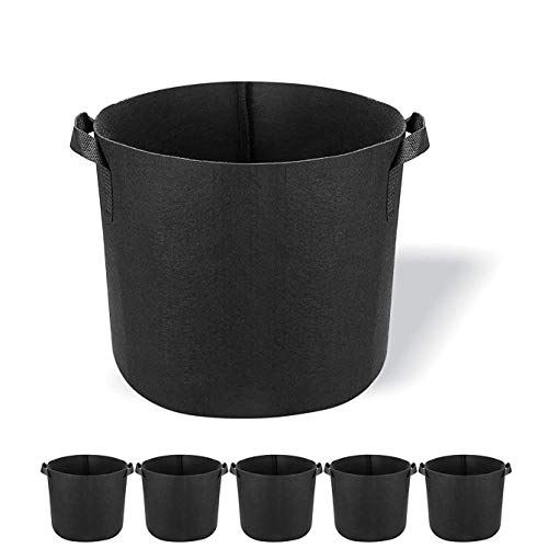 Growtent Garden 5-Pack 3 Gallon Plant Grow Bags - Heavy Duty Thickened Non-Woven Aeration Fabric Pots with Strap Handles