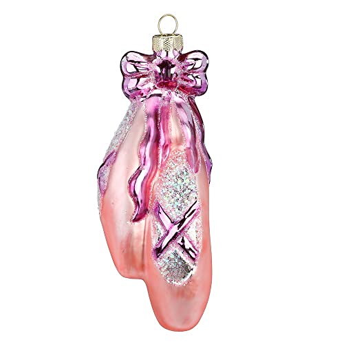 Christbaumschmuck Glas 11cm Ballettschuhe mit Glitzer Weihnachtskugeln Tanzschuhe rosa pink