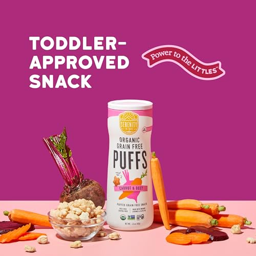 Image of Serenity Kids Organic Baby Food Puffs, No Added Sugar, Grain Free, 1.5 Oz | Savory Not Sweet, Skip Rice & Wheat, Veggie & Legume Blend, Organic Olive Oil, Organic Toddler Snacks, For Toddlers 1-3