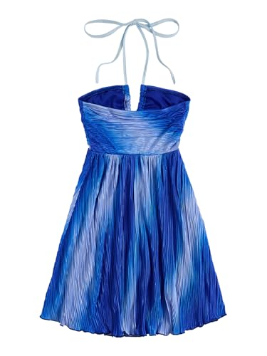 Image of SOLY HUX Women's Tie Dye Cami Dress Halter Backless Sleeveless A Line Short Summer Dresses Sundress