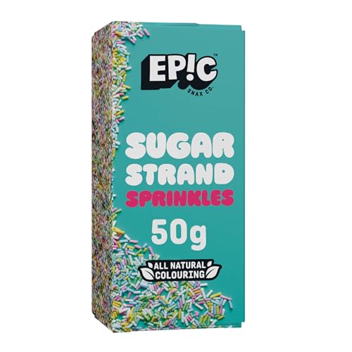 EPIC SNAX CO Sugar Strands Classic Rainbow Sprinkle Toppers 50 g Box