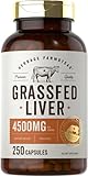 Grassfed Beef Liver Capsules 4500mg | 250 Count | Desiccated Supplement | Non-GMO, Gluten Free | by Herbage Farmstead