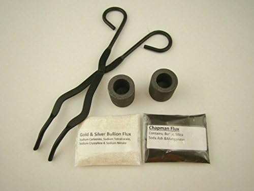 Tong+2-Graphite Crucibles & Chapman Flux & Gold Bullion Flux-Melting-Smelting