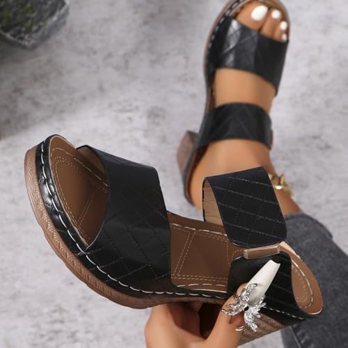 Ladmiple Chunky Heels For Women Backless Open Toe Heeled Sandals Slip On Block Mid Heels Comfortable Ankle Strap Pumps Shoes4