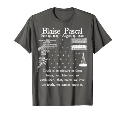 Nerdy Vintage Blaise Pascal Mathematics Quote Math Teacher T-Shirt, Men, Asphalt Grey, 5X-Large