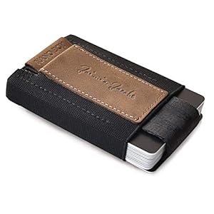 Jaimie Jacobs Nano Boy Mini portemonnee van textiel, kleine portemonnee, slanke portefeuille met trekkoord, kaarthouder, mini-portemonnee, kaartenetui, uniseks., bruin