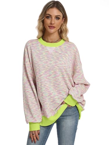 ANRABESS Women’s Striped Oversized Sweatshirts Crew Neck Long Sleeve Shirts Soft Color Block Pullover Top Fashion Clothing Medium — view 5