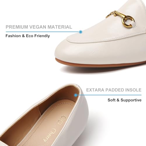 Image of Women's Classic Bit Loafers - Structured Faux Leather Business Work Flats, Comfortable Slip On Dress Shoes with Gold Metal Buckle (Updated True Size)