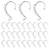 Framendino, Paquete de 30 aretes para aretes y pendientes, ganchos sin perforación, para suministros de fabricación de joyas (plata)