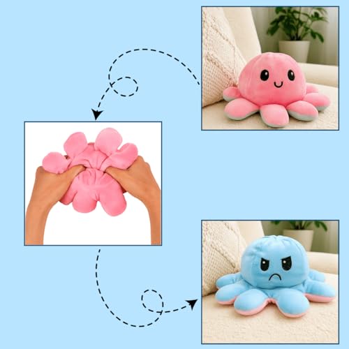 Image of TOYTALES Reversible Octopus Plushie Soft Toy for Kids | Cute Adorable Stuffed Animal | Flip Inside-Out Plush Soft Toy for Baby Boys & Girls | Ideal for Birthdays & Special Occasions (Multicolour)