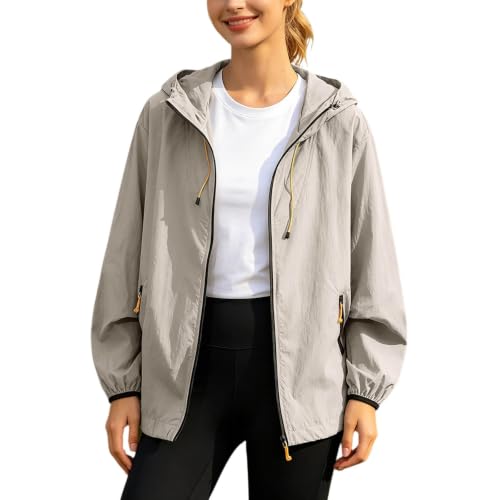 Veste coupe-vent à capuche femme bleu foncé légère veste respirante pour sport et loisirs