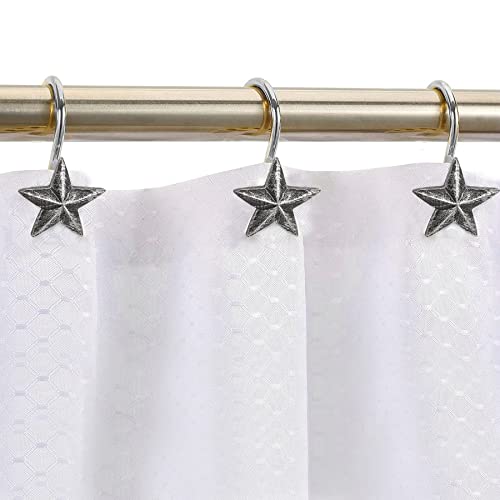 Yyc Set Of 12 Creative Star Shower Curtain Hooks Decorative Bathroom Resin Shower Curtain Rings (Black) #TOP1