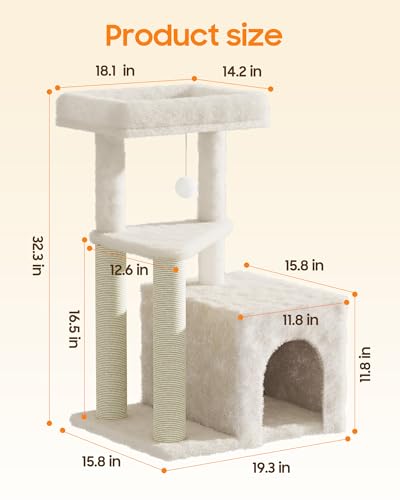Arbre à chat MeowHomm AMZ_B16 beige pour petits et grands félins