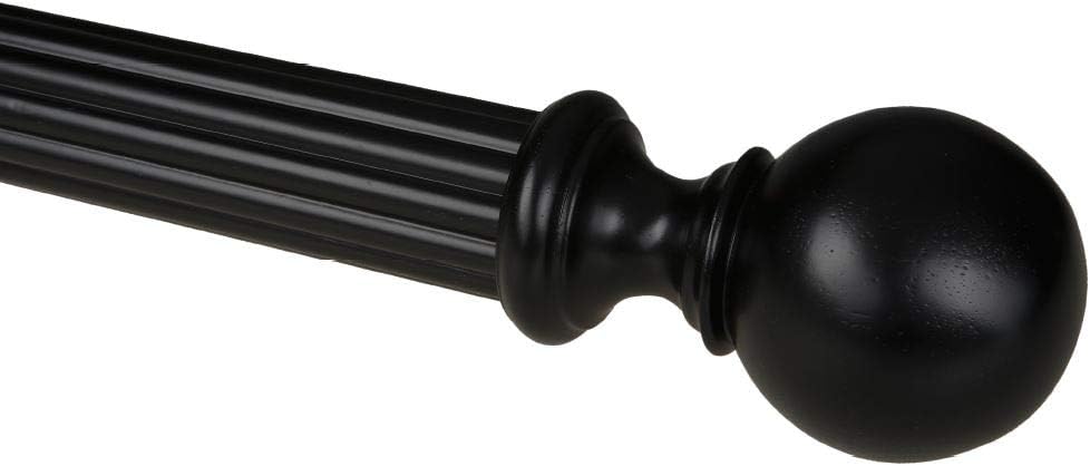 Drapery Curtain Wood Ball Style Finial for 2" Diameter Rod - Black - Set of 2