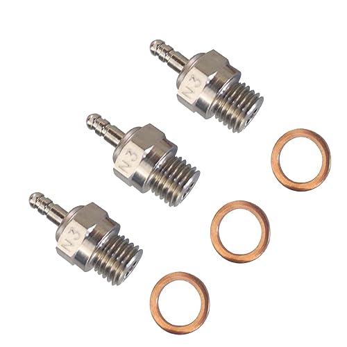 3-Pack Hot Spark Glow Plug N3 No.3 70117 Compatible with Kyosho HSP HPI Redcat 1/8 1/10 RC Nitro Engines Car Truck Buggy
