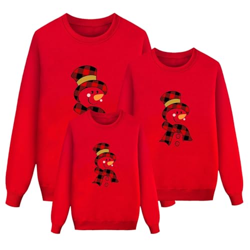 Sudadera para toda la familia a juego, cómodo jersey navideño de cuello redondo divertido Parejas Suéteres navideños para toda la familia invierno Papá Noel sudadera de Navidad casual suave Sweatshirt