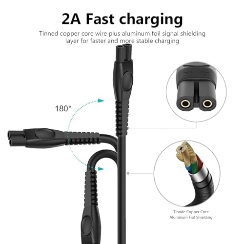 Image of 5V Shaver Charger for Philips Norelco One Blade 360 2400 3600 3900 5400 7800 MG5910 qp2724 MG7910 mg9525 MG9520 PQ888 PQ889 Power Cord USB Charging Cable for Philips 3000 5000 7000 9000 Series Razor